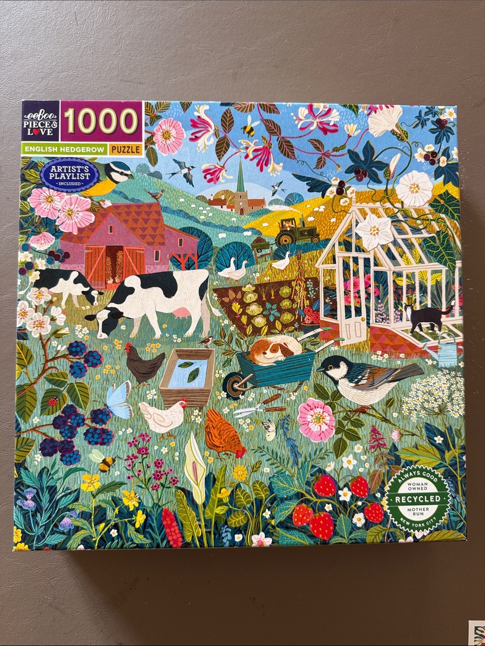 English Hedgerow 1000-Piece Eeboo Jigsaw Puzzle - Colorful Farm